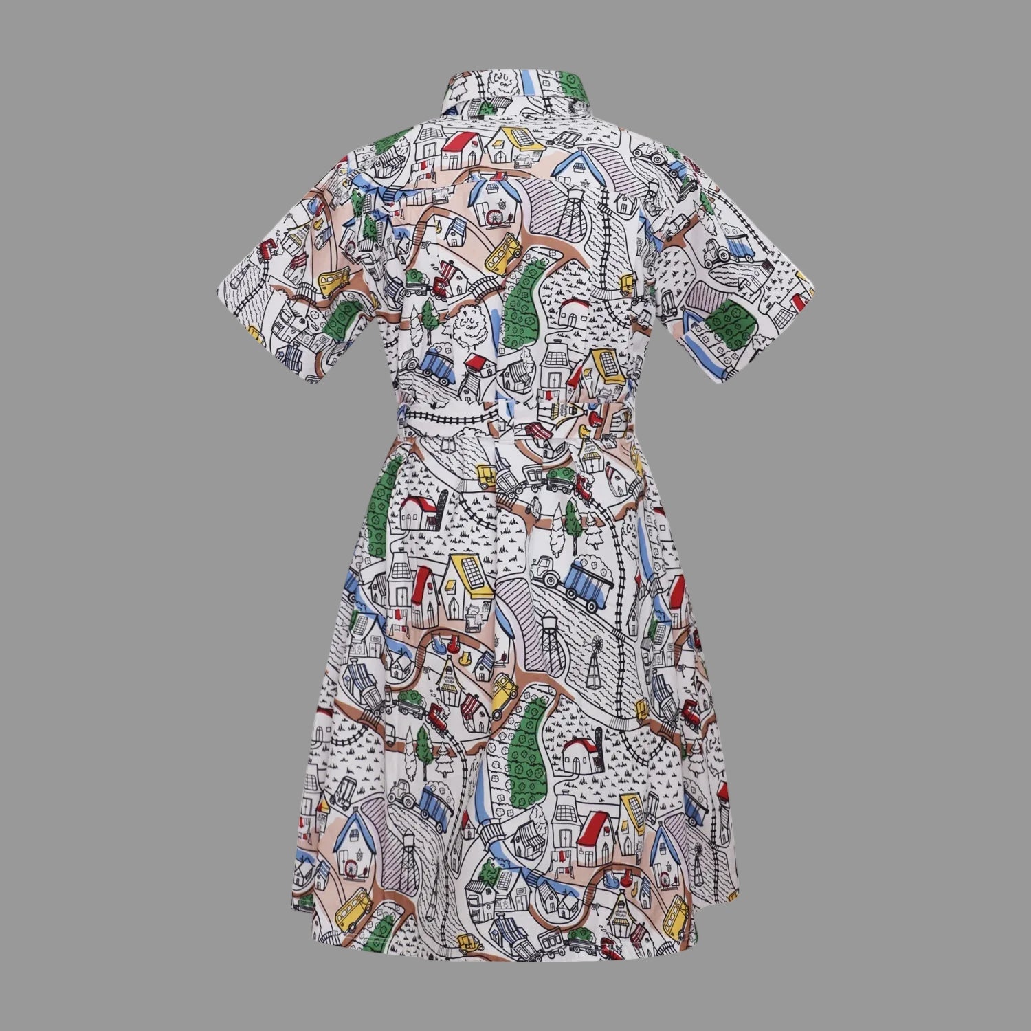 Village Print Girls Summer Dress